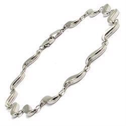 Elegant s�lv armb�nd og halsk�de med 2 overflader
