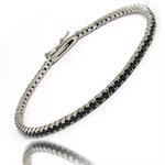 Sterling s�lv tennis armb�nd med 3,0 mm sorte zirkonia, 19 cm