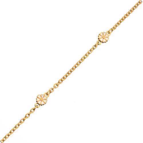 Lund Copenhagen mikro Marguerit armb�nd Hvid med forgyldninger, 17� cm