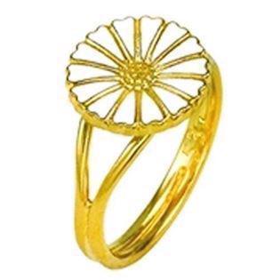11 mm Marguerit fingerring i forgyldt 925 s�lv m/ hvid emalje fra Lund Copenhagen