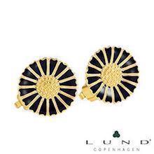 18 mm 925 s�lv Marguerit �restik i sort med forgyldning fra Lund Copenhagen