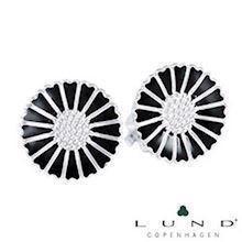 18 mm Marguerit �reclips sort m/ s�lv fra Lund Copenhagen