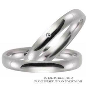 Sterling s�lv vielsesringe p� 3,5 mm med blank overflade og 0,01 ct brillant