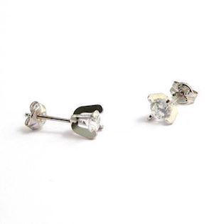 14 karat hvidgulds �restik med zirkonia