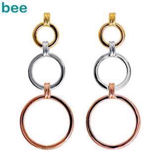 Three tone circle earrings