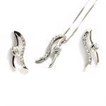 14 ct whitegold earpinds and pendant with zirkonia