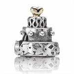 Bryllups kage charms med 14 kt hjerte fra Pandora