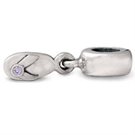 S�lv Sandal Charms fra Pandora m/ lyse lilla sten