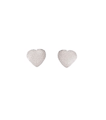 Ørestik sølv hjerte rhodineret diamond dust, fra L&G