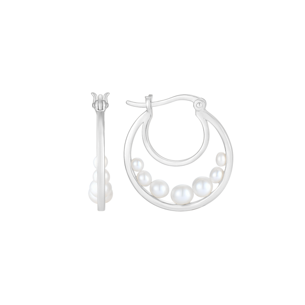 Sølv creol øreringe med perler fra Støvring Design