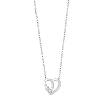 Rhodineret sølv hjerte vedhæng med zirkonia, inkl. kæde, fra Siersbøl