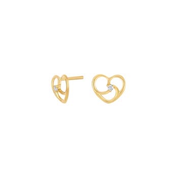 8kt. guld ørestikker hjerter med glitrende zirkonia fra Siersbøl