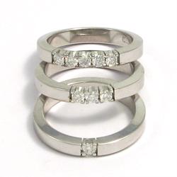 14 karat hvidgulds Alliance ring 3,1 mm m/ 5 stk 0,05 brillanter