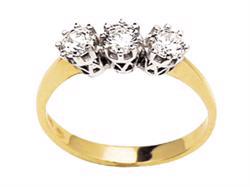 14 kt Guld fingerring med 3 x 4 mm runde Cubic Zirconia