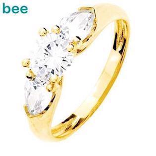 9 kt guld fingerring m/ 3 store zirkonia