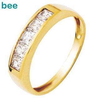 Guld ring med 5 x 3x3 mm zirkonia