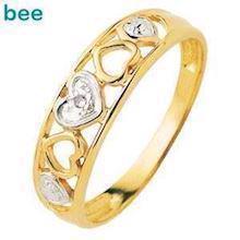 9 kt hjerte ring med 1 stk 0,005 ct diamant