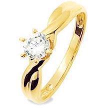 9 kt guld fingerring m/ 5 mm rund zirkonia