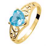 Bl� Topaz hjerte ring