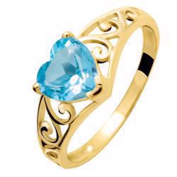 Bl� Topaz hjerte Guld fingerring