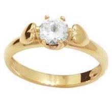 9 kt fingerring m/ 6 mm zirkonia i hjerte fatning