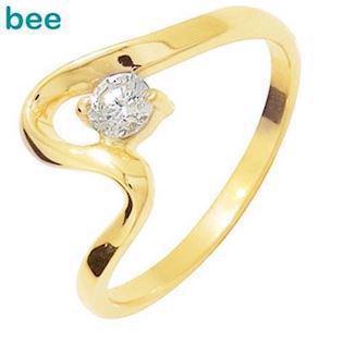 Guld swing fingerring m/ 4 mm zirkonia