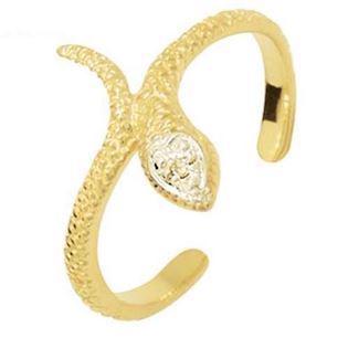9 kt slange t�ring m/ diamant �je 