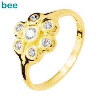 9 kt blomster ring m/ 7 stk zirkonia