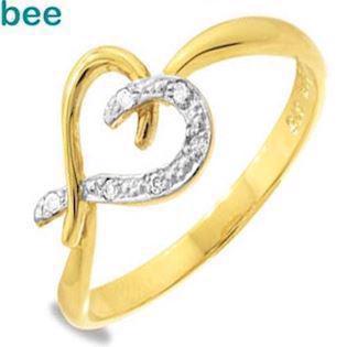 Diamant guld hjertering med 6 stk 0,005 ct diamanter