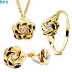 Guld Blomster s�t med diamanter