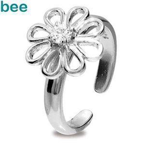 Blomster t�ring i 925 s�lv med zirkonia