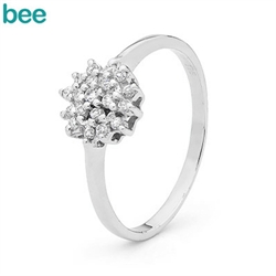 S�lv fingerring med 19 glimtende zirkonia