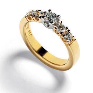 14 karat alliance ring i 4,2 mm m/ 0,57 ct brillanter - både i hvid og gul guld