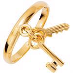 9 kt guld t�ring med n�gler
