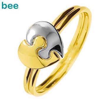 9 kt tofarvet hjerte pusle ring
