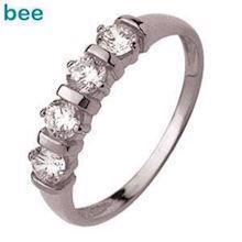 9 karat hvidgulds  ring med 4 x 3,5 mm zirkonia