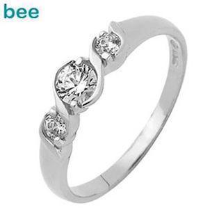 9 karat hvidgulds ring med 3 zirkonia 