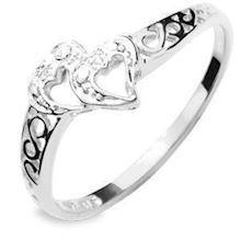9 kt hvidgulds hjerte fingerring m/ 2 stk 0,005 ct diamanter