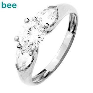 9 kt hvidgulds fingerring m/ 3 store zirkonia