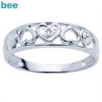 9 kt hvidgulds hjerte ring med 1 stk 0,005 ct diamant
