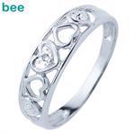 9 kt hvidgulds hjerte ring med 1 stk 0,005 ct diamant