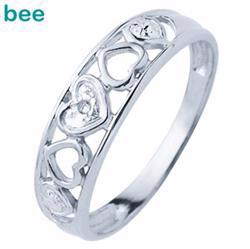 9 kt hvidgulds hjerte ring med 1 stk 0,005 ct diamant