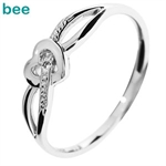S�d lille hvidgulds hjerte ring med diamant