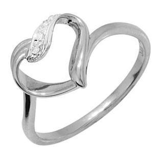 9 kt sjov hvidgulds hjerte ring med diamanter