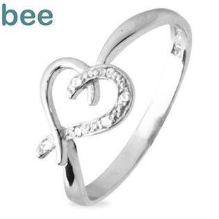 Hvidgulds diamant hjertering med 6 stk 0,005 ct diamanter