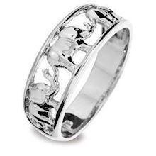 9 kt hvidgulds fingerring med elefanter