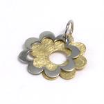 14 kt tofarvet dobbelt blomster vedh�ng
