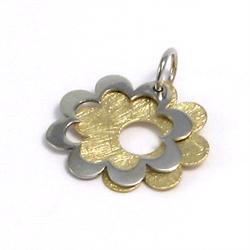14 kt tofarvet dobbelt blomster vedh�ng