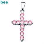 Glimtende pink zirkonia sterling s�lvkors