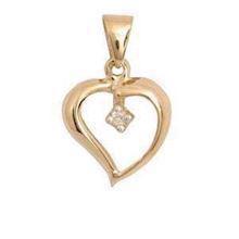 9 kt guld hjerte med 1 x 0,02 ct diamant